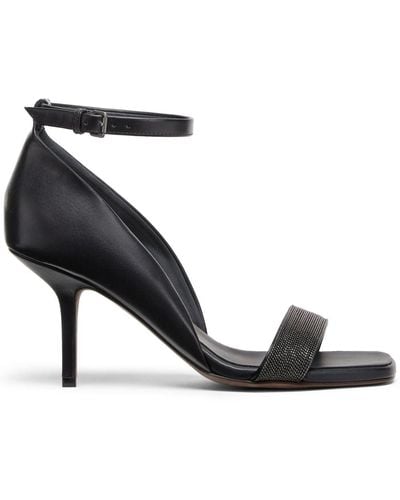 Brunello Cucinelli Monili-trim Leather Sandals - Black