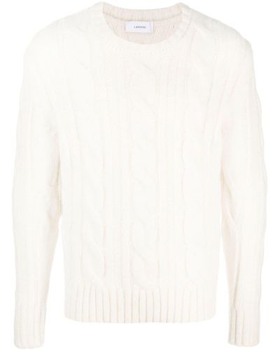 Lardini Crew-neck Cable-knit Sweater - White