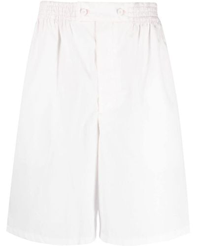 Prada Popeline-Shorts mit emailliertem Triangle-Patch - Weiß