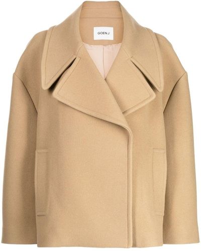 Goen.J Cropped Double-breasted Pea-coat - Natural