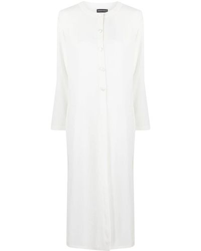 Emporio Armani Single-breasted Long Coat - White