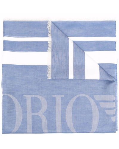 Emporio Armani ロゴ スカーフ - ブルー
