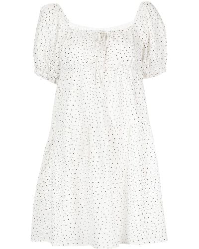 B+ AB Polka-dot Print Cotton Minidress - White