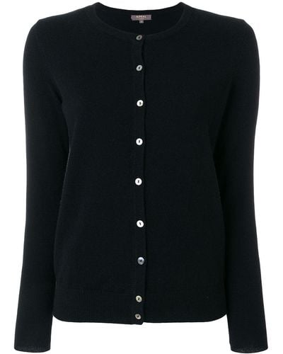 N.Peal cropped contrast button cardigan - Black