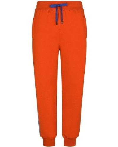 Dolce & Gabbana Logo-stripe Cotton Track Pants - Orange