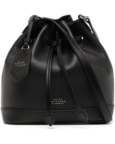 Smythson Ludlow Leather Bucket Bag - Black
