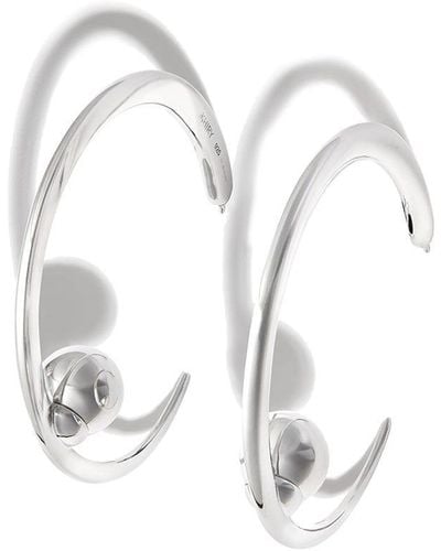 KHIRY Silver Pearl Hoop Earrings - Metallic
