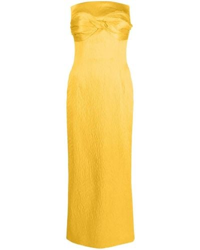 TOVE Lara Twist-front Crinkled Dress - Yellow