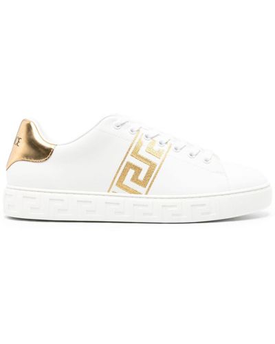 Versace Zapatillas con bordado Greca - Blanco