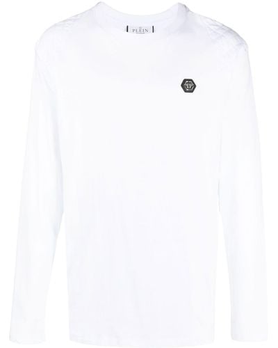 Philipp Plein T-shirt a maniche lunghe con stampa - Bianco