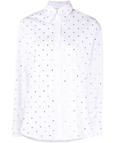 Rabanne Camisa de popelina con apliques de strass - Blanco