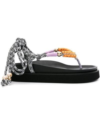 Maje Bead-detailed lace-up sandals - Noir
