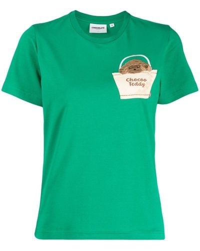 Chocoolate Camiseta con apliques florales - Verde