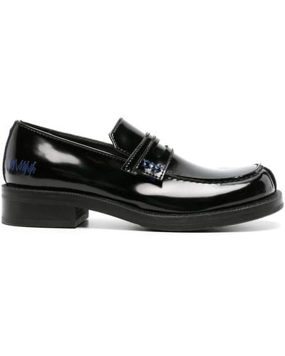 Adererror Decorative-stitching Leather Penny Loafers - Black