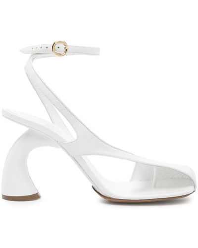 Dries Van Noten 95mm Asymmetric Leather Sandals - White