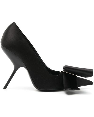 Ferragamo Bow-detail Satin Court Shoes - Black