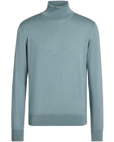 Zegna Cashseta Light Turtle-neck - Blue