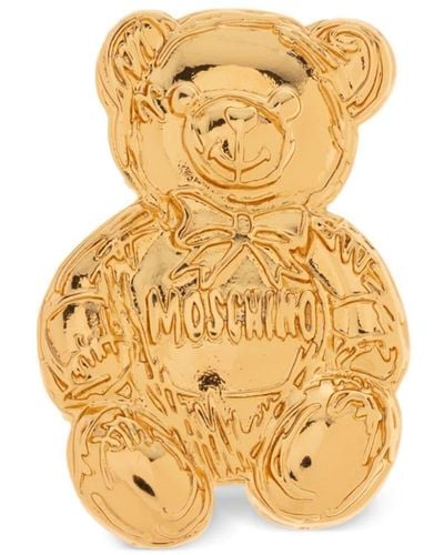 Moschino Signature Teddy Bear Brooche - Metallic