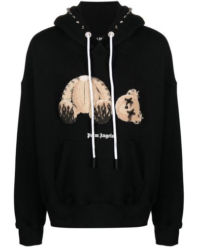 Palm Angels Teddybeerprint Hoodie Zwart