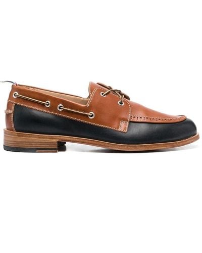 Thom Browne Two-tone Leather Boat Shoes - Brown