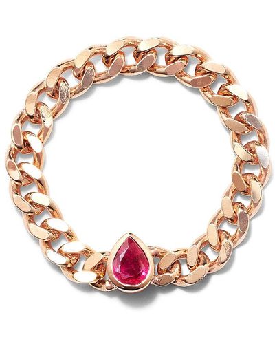 Roxanne First 14kt Rose Gold Chain Ruby Ring - Pink