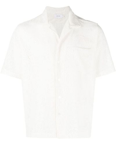 Rhude Floral-lace Embroidered Short-sleeve Shirt - White