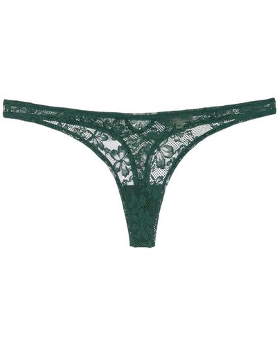 Fleur du Mal Le Stretch Lace-embroidery Thong - Green