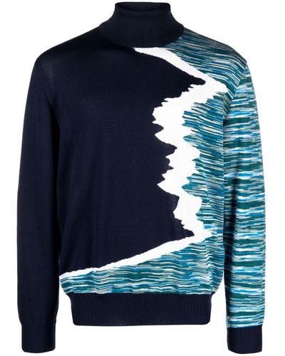 Missoni Stripe-pattern Roll-neck Sweater - Blue