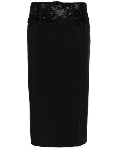 Blumarine Falda de tubo con paneles de encaje - Negro