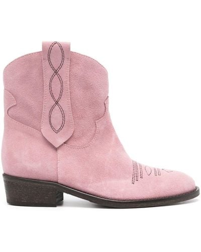 Via Roma 15 Suede Ankle Boots - Pink