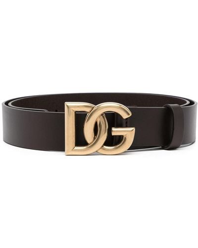 Dolce & Gabbana ドルチェ&ガッバーナ ロゴバックル レザーベルト - ブラック