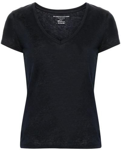 Majestic Filatures Linen-blend T-shirt - Black