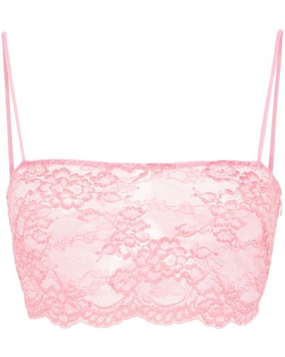 Blumarine Floral-lace Crop Top - Pink