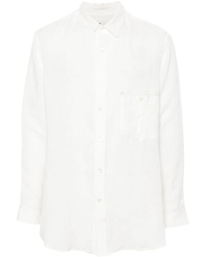 Y's Yohji Yamamoto Linnen Overhemd Met Asymmetrische Kraag - Wit