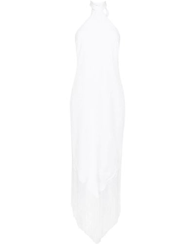 ‎Taller Marmo Neckholder-Kleid mit Fransen - Weiß