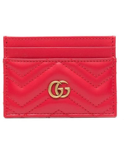 Gucci GG Marmont Leather Card Holder - Red