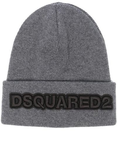 DSquared² Strickmütze mit Logo-Stickerei - Grau
