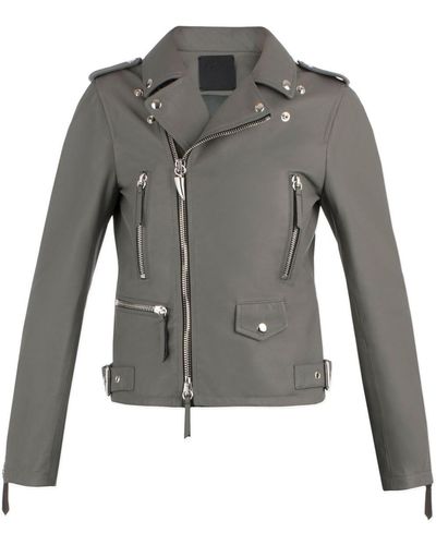 Giuseppe Zanotti Amelia Leather Biker Jacket - Gray