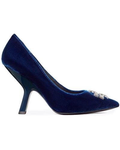 Tory Burch Eleanor 100mm Velvet Court Shoes - Blue