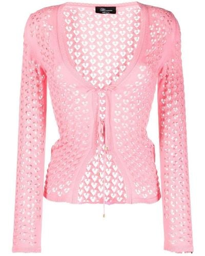Blumarine Semi-sheer Cotton Cardigan - Pink