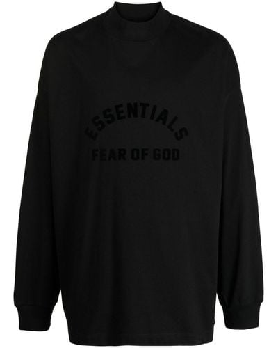 Fear of God ESSENTIALS Logo-print Drop-shoulder T-shirt - Black