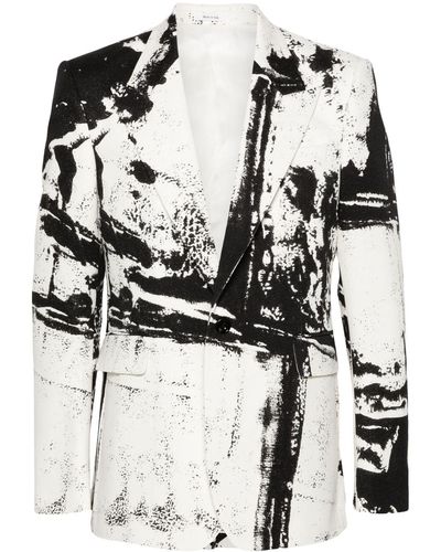 Alexander McQueen Sakko mit abstraktem Print - Weiß