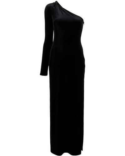 Galvan London Off Kilter Asymmetric Velvet Dress - Black