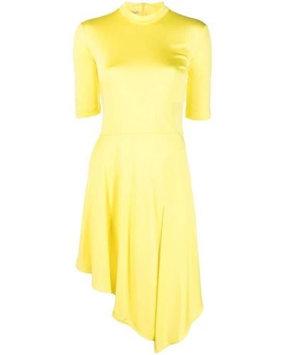 Stella McCartney Half-sleeve Asymmetric-hem Dress - Yellow