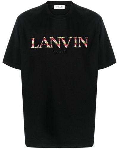 Lanvin T-Shirt mit Logo-Stickerei - Schwarz