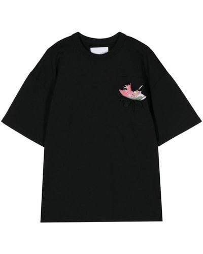 Yoshio Kubo T-shirt à fleurs - Noir