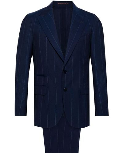 Bagnoli Sartoria Napoli Pinstriped Single-breasted Suit - Blue