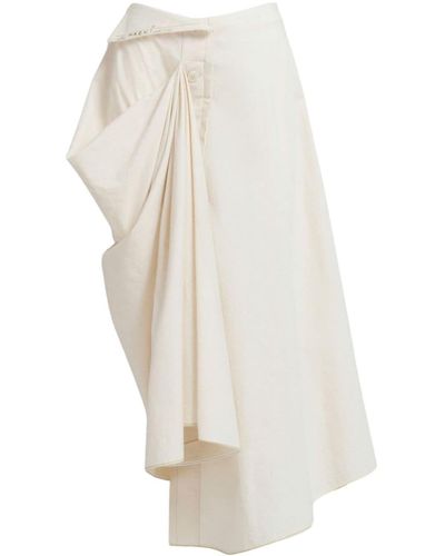 Marni Asymmetric draped cotton skirt - Weiß