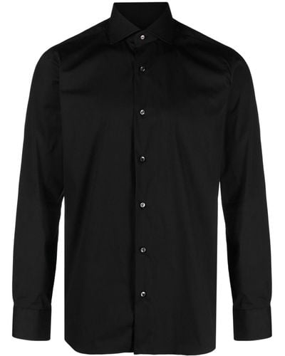 Barba Napoli Button-down Overhemd Met Brede Kraag - Zwart