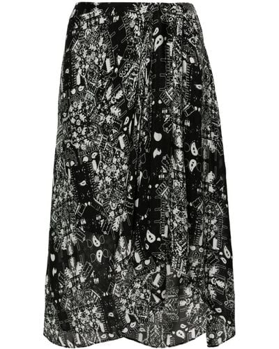 IRO Abadie Graphic-print Midi Skirt - Black